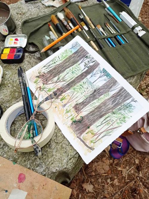 Un dipinto realizzato durante un workshop en plein air di acquerello in Lombardia